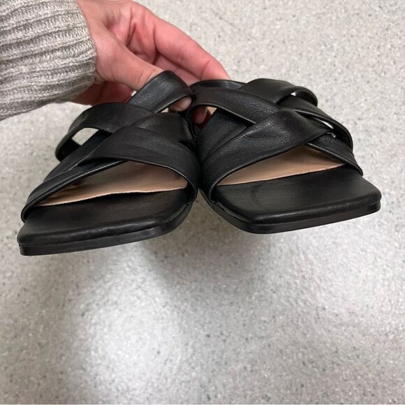 Matisse Pressure Slide Sandals Slip On Black Leather Flats 9 - Picture 5 of 8